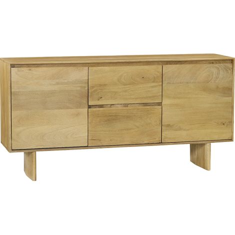 Credenza 2 ante e 2 cassetti in legno di Mango Naturale chiaro - MABERY (1/5)