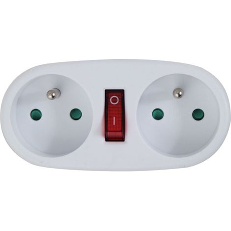 Esperanza elec socket splitter 2 sockets switch white