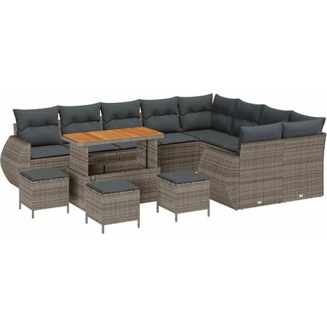 Maison Exclusive - Set Divano da Giardino 13 pcs Grigio Rattan in Polipropilene