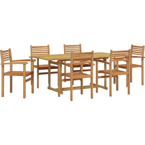 Garten Essgruppe 7 pcs Braun Massivholz Teak vidaXL