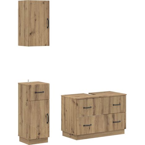 Maison Exclusive - Set di armadietti da bagno in 3 pezzi HOORN Rovere Artigianale (1/5)