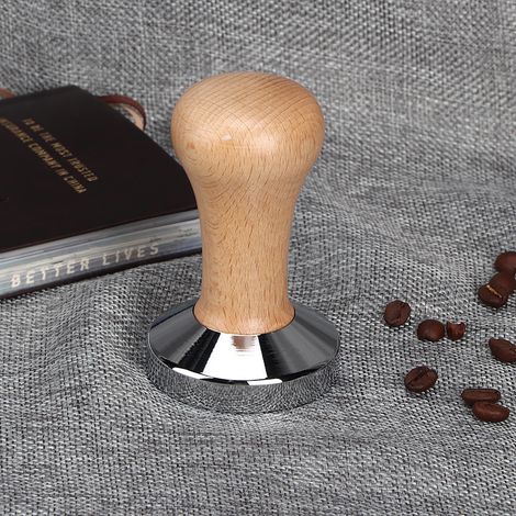 Presse à Café en Acier Inoxydable avec Poignée Bois - Tasse Expresso Poudre Compacteur - Outil Barista Professionnel (1/3)