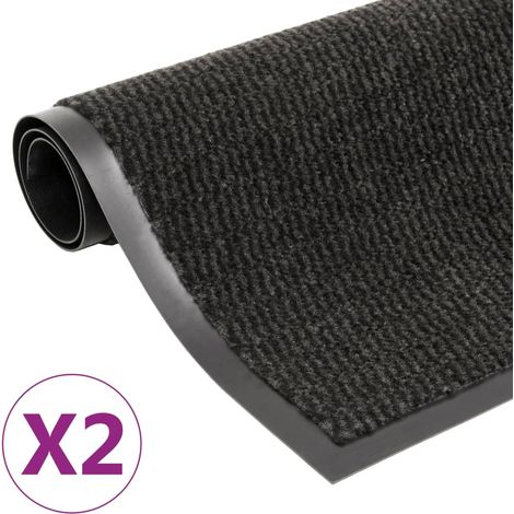 Lot de 2 paillassons rectangulaires 40 x 60 cm Noir DEC023154 (1/4)