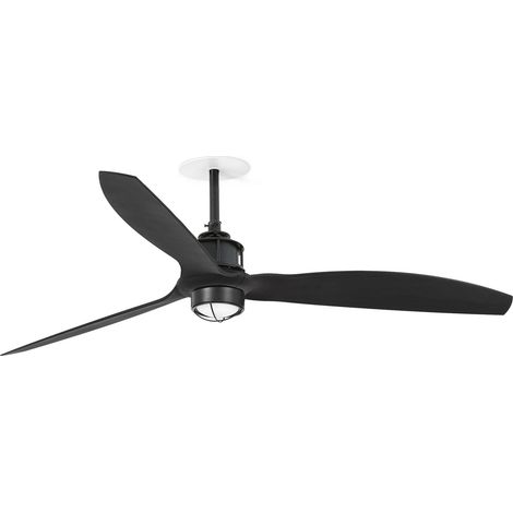 FARO Deckenventilator aus schwarzem mattem Aluminium mit DC-Motor 6 Geschwindigkeiten Rücklauf-Funktion geeignet für schräge Decken Tuya-kompatibel – Just Fan M