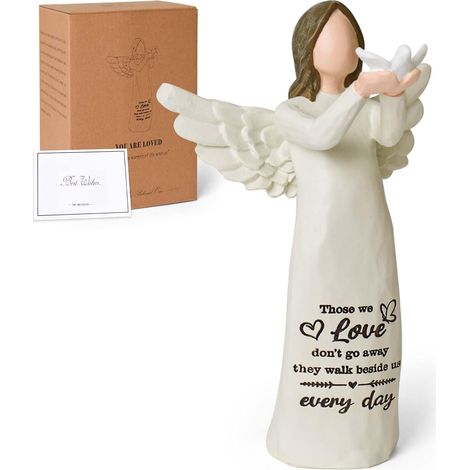 1 Figurine Ange Colombe Résine 14,5cm Message Deuil Cadeau Commémoratif Maison