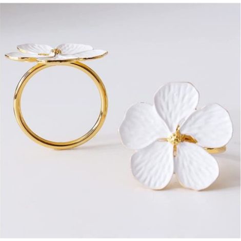 Rond de Serviette - Non spécifié - Lot de 12 - Fleurs Blanches - Décoration de Table - Noël (1/4)
