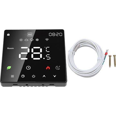 16A WLAN-Temperaturregler für Fußbodenheizung, LCD-Digitalanzeige, programmierbar, manuell, automatische Haussteuerung, Schwarz (1/5)