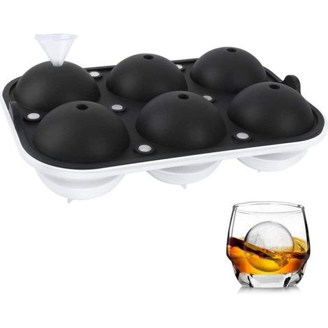 Bac à Glaçons, Bac à Glaçons Silicone avec Couvercle, avec 6 Compartiments, Grands Bac Glaçon Sans BPA pour Whisky, Cocktails