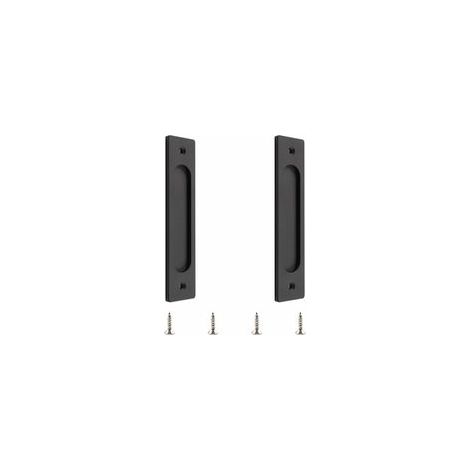 Poignée de porte coulissante rectangulaire, poignée de porte coulissante encastrée en aluminium avec vis de montage, adaptée aux portes coulissantes (noir mat, 2 pièces) (1/4)