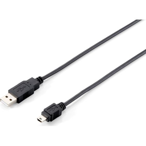 Equip Kabel USB-A 2.0 - mini B StSt 1.80m schwarz Polybeutel