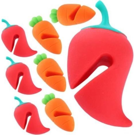 Set di 8 morsetti in silicone anti-trabocco per coperchi di pentole, solleva-coperchi (1/4)