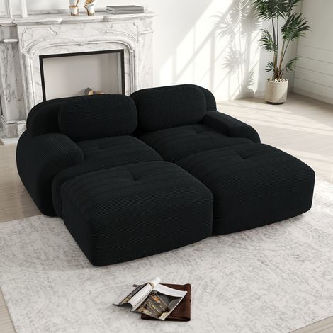 Sofá modular rinconera de corduroy negro OKMYHOME (1/5)