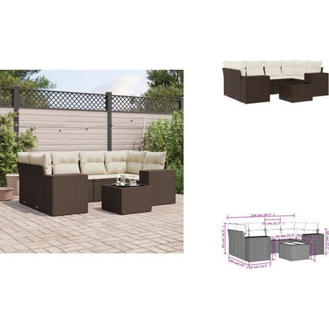 7-tlg. Garten-Sofagarnitur mit Kissen Braun Poly Rattan - Garten Sofagarnitur - Garten Sofagarnituren - Outdoor Sofagarnitur - Sofagarnitur Terrasse (1/3)