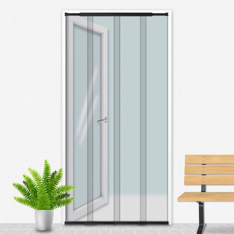 Porte moustiquaire télescopique 100x220 cm noir – Fixation adhésive et crochets – Barrière efficace contre les insectes – Confortex (1/4)