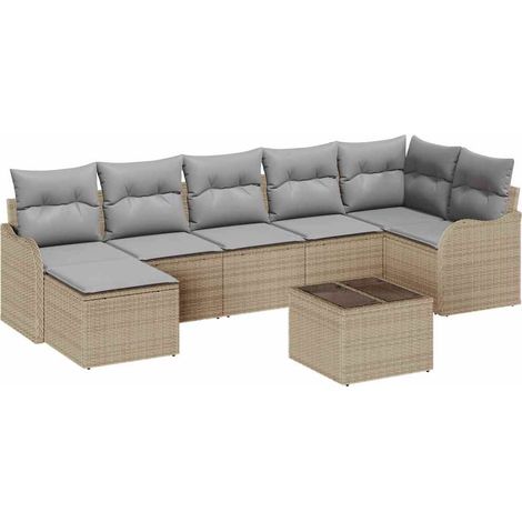 Maison Exclusive - Gartensofa-set Beige Poly-Rattan