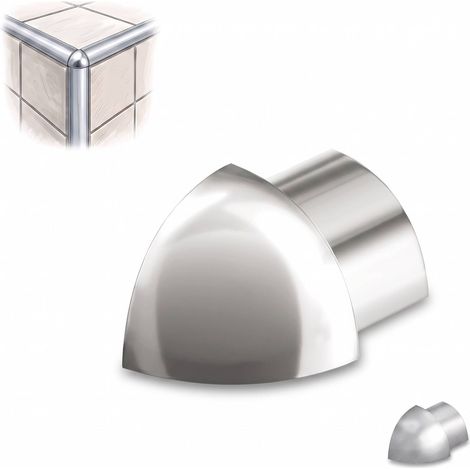 Dalsys Angle extérieur pour profilé en quart de cercle en acier inoxydable, Profilé pour carrelage - Poli 12,5mm, 1 pièce