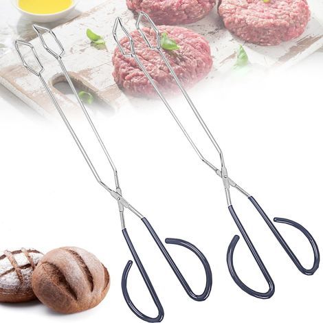 2 pinzas para barbacoa, pinzas de tijera extralargas, pinzas para cocinar, pinzas para hornear pan, pinzas para asar, pinzas para pan, pinzas de fibra de carbono, pinzas para fuego (1/5)