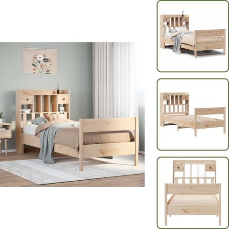 vidaXL Lit bibliothèque sans matelas 75x190 cm bois de pin massif (1/5)