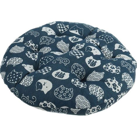 YMYNY Coussin de chaise rond en coton 40 x 40 cm, coussin plus épais, tapis de siège de bureau pour chat bleu (1/5)