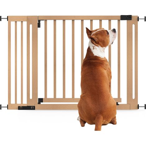 Bettacare Wooden Elegance Dog Gate, Natural, 115cm - 123cm, Pressure Fit Pet Gate, 73cm Extra Wide Doorway, Easy Installation