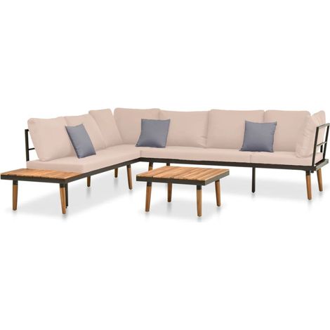 vidaXL 4-tlg. Garten-Lounge-Set mit Kissen Massivholz Akazie (1/5)