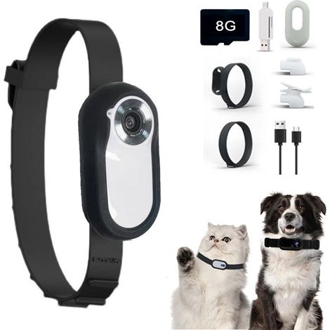 Kamerahalsband für Katzen mit 8-GB-Speicherkarte, kleine kabellose Sportkamera mit 1080p-HD-Videoaufzeichnung, Körperkamera für Haustiere im Innen- und Außenbereich (1/3)