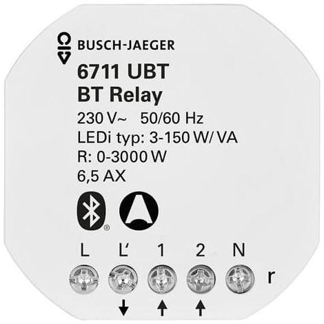 Busch-Jaeger Bluetooth Low Energie (BLE/Casambi) Actionneur de commutation Relais Insert Pille 230 V Casambi (6711 UBT), 2CKA006710A0025
