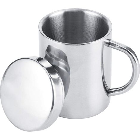 Tasse à Café Acier Inoxydable, 300ml Inox Tasse Isotherme Pour Cafe Tasse Double Paroi Inox Avec Poignée Couvercle Petite Thermique Boire Chope étanches Camping Plein Air Randonnée Bureau Ecole Voyage (1/4)