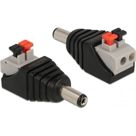 Delock adapter dc 5.5 x 2.1 mm male  terminal block with push button 2 pin