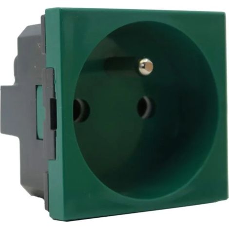 Legrand 077116 Electrical Outlet, 2P+T, 2 modules, antimicrobial green, Mosaic