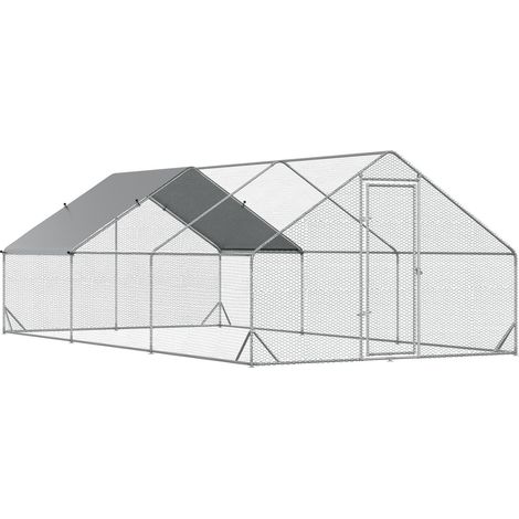 Poulailler extérieur, 3 x 6 x 2 m, enclos XXL, avec abri et toit, pour 12 à 18 poules, canards, lapins, acier Ce produit