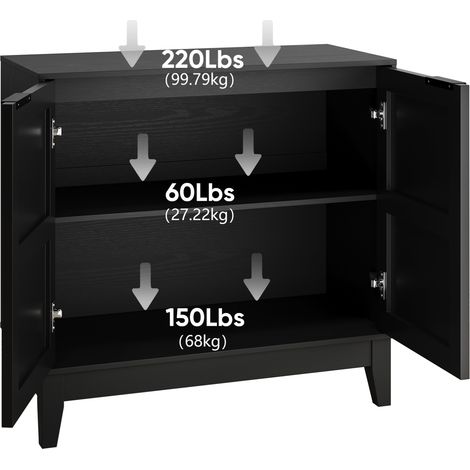 80 cm Vintage-Buffetschrank mit geschnitzten Möbeln, dekorativer Sideboard-Schrank mit 2 Türen und verstellbaren Regalen, dekorativer Holzschrank mit Stauraum für Wohnzimmer, Küche, Esszimmer (1/5)