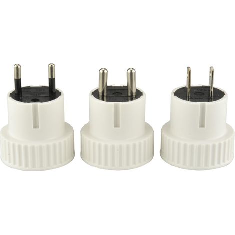 Reisestecker Set 3 teilig Südeuropa Fernreise weiß Reiseadapter
