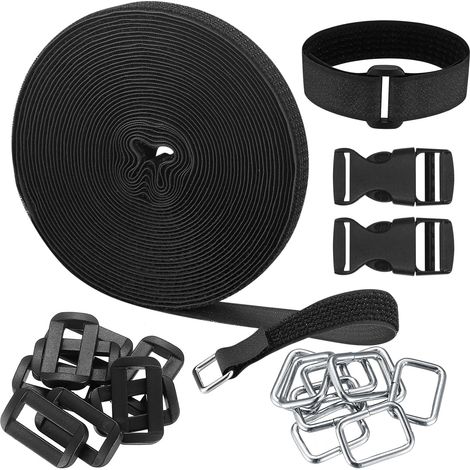 10 m Sangle De Câble, Nylon Autoadhésif Réutilisable, Avec Boucles Métal Et Plastique, Pour Gestion Fils Et Tuyaux