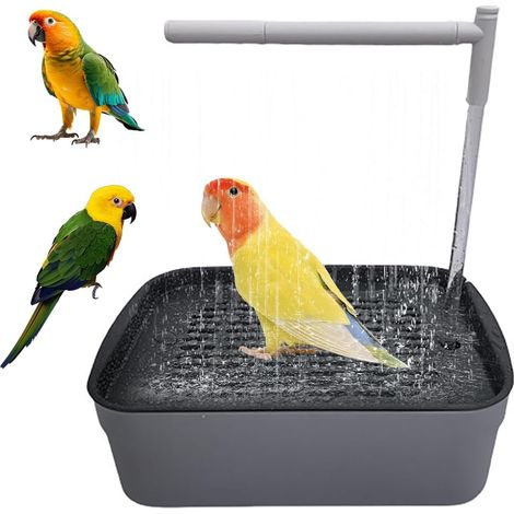 Baignoire à Circulation d'eau pour Perroquet, Baignoire Automatique pour Oiseaux avec Douche d'eau Circulante Douche, Automatique Perroquet Douche pour Oiseaux, Perruche, Cacatoès (1/5)