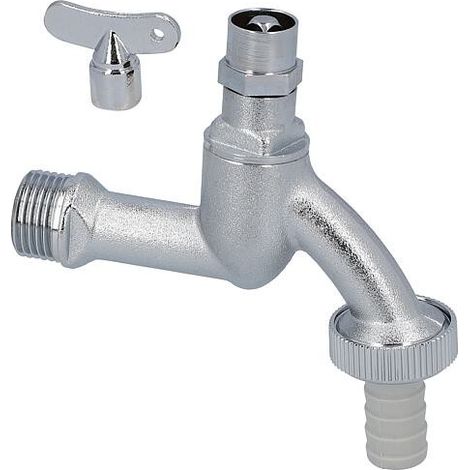 Robinet de purge avec tête de clé tubulaire DN15(1/2")  MS-chrome mat