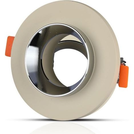 V-TAC Portafaretto LED da Incasso GU10 in Gesso Rotondo Bianco Finitura Cromata (1/5)