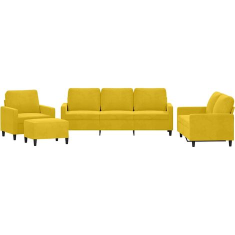 Maison Exclusive - Set di Divani 4 pz con Cuscini giallo in Velluto (1/5)