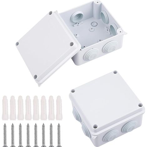 2 Pièces Boîte de Jonction Étanche IP65, Boîte de Distribution Encastrable, Boîte de Distribution Extérieure Étanche, Boîte de Dérivation, Boîte Électrique en Plastique, Boîte de Connexion (1/5)