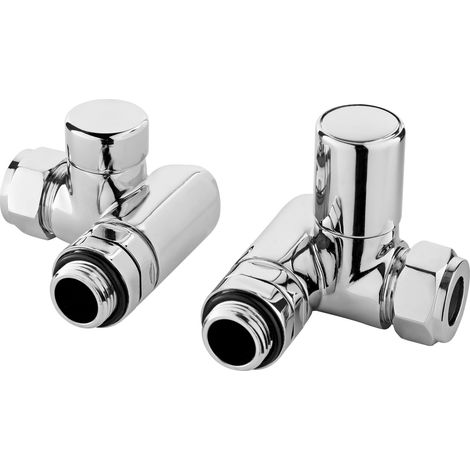 Corner Minimalist Dual Fuel Round Radiator Valves, Sold in Pairs - Chrome
