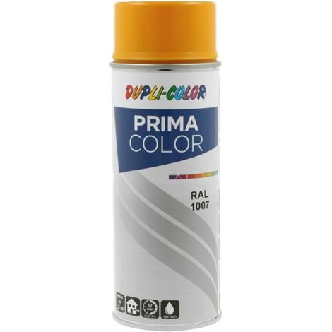 Bombe de peinture acrylique - Jaune chrome - RAL 1007 - Brillant - Tous supports - Prima Color - 400ml