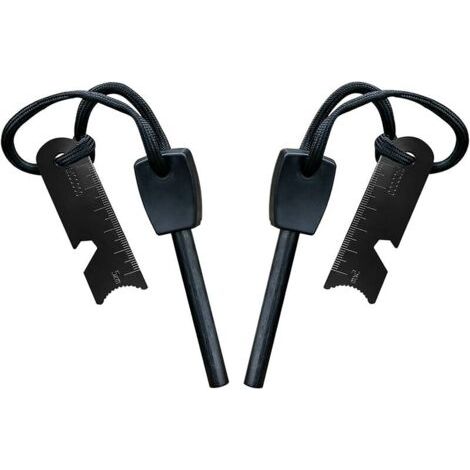 Pierre à Feu de Survie,Allume Feu avec Grattoir, Waterproof, 10,000 Etincelles à 3,000 Degrés, Barre 8 mm, Fire Steel en Magnesium - Fire Starter,Lanière de Cou,Grattoir Multi-Outils(2 pièces)