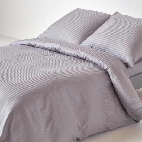 HOMESCAPES Bettwäsche Set grau, Fadendichte 330, 155 x 220 cm