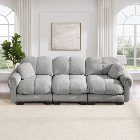 Canapé nuage 3 places - Canapé modulable - Tissu chenille doux - Design matelassé raffiné - Coussins d'assise épais (1/5)