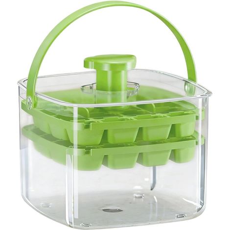 Bac à glaçons moulé de 13,2 cm – Matériau PET avec couvercle – Cubes carrés faciles à démouler – Accessoire pour boissons fraîches et cocktails – Compatible congélateur (1/5)