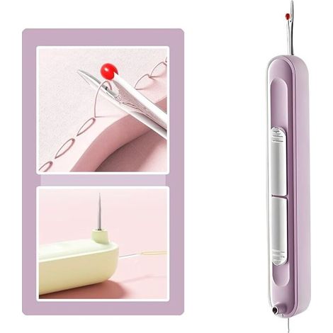 Perce-aiguille automatique 2 en 1 amélioré, kit de couture pour le patchwork, perce-aiguille rapide pour les anneaux de machine à coudre (1 pièce - violet) (1/4)