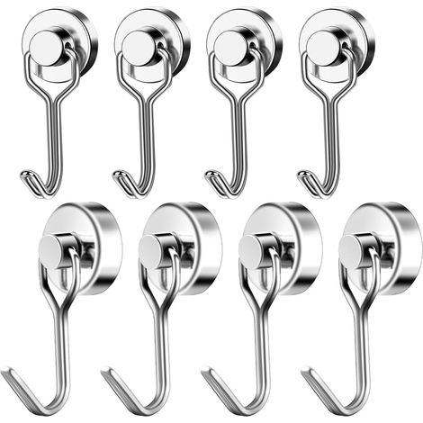 8 ganchos magnéticos Soporte magnético extrafuerte para llaves Soporte magnético para toallas Gancho magnético giratorio Gancho de metal de acero inoxidable para parrilla de crucero Barbacoa Cocina Re (1/5)
