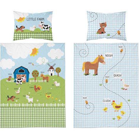 Babybettwäsche 100x135 Traktor Bauernhof BAUMWOLLE (1/4)