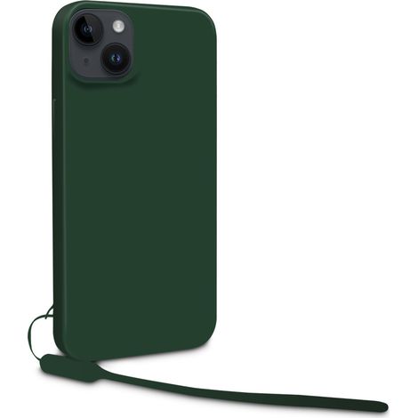 Coque semi-rigide avec dragonne amovible pour iPhone 15 Plus - Vert pin (1/2)