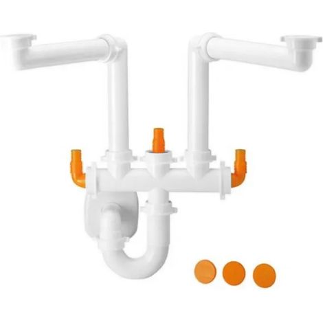 SIFONE 2 VIE SENZA PILETTA PER LAVELLO A 2 VASCHE ACCIAIO/CERAMICA 11/2ø40/50 LIRA SPA